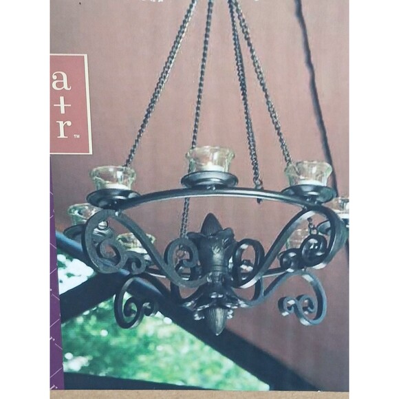 ALLEN + ROTH GAZEBO CHANDLER MATTE BLACK STEEL FRAME HOLDS 8 VOTIVE CANDLES - Picture 9 of 16